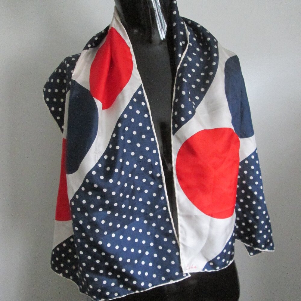 Vintage Echo red white blue silk scarf